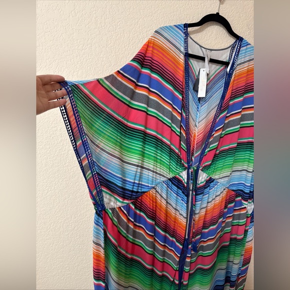 NWT Melissa McCarthy Seven7 Cover Up Duster Kimono Shirt Plus size 4X Rainbow - Picture 4 of 11